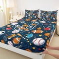 thumbnail image 4 of Erosebridal Kids Baseball Football Rugby Printed Full Size Sheets For Ball Games Lover,Monogrammed J Bed Sheets 4 Pieces, 4 of 6