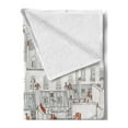 thumbnail image 2 of Paris Soft Flannel Fleece Blanket, Aerial View Illustration of Roofs Attics of Paris City European Buildings, Cozy Plush for Indoor and Outdoor Use, 50" x 70", Pale Grey Orange White, by Ambesonne, 2 of 5