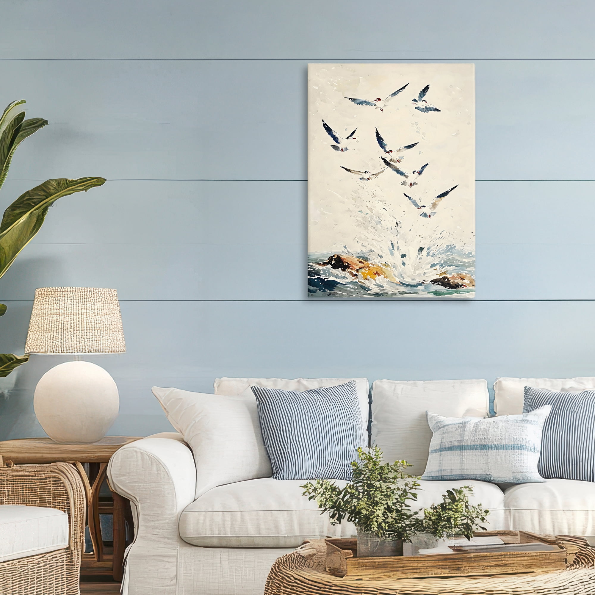 Stupell Industries Waves of Seagulls over Rocks Canvas Wall Art, design by Creative Studio