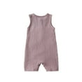 thumbnail image 7 of Kids Summer Girls Romper Solid Color Sleeveless Breathable Casual Onesie Jumpsuits With Pockets Outfits Purple Infant Boys Bodysuit 0-6M, 7 of 7