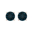 thumbnail image 3 of 3 Ct Round Cut Studs Natural London Blue Topaz 14K Rose Solid Solid Gold Everyday Dainty Earrings Screw Back, 3 of 7