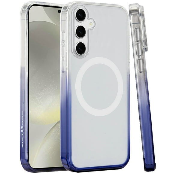 For Samsung Galaxy S25 Ultra Case, Transparent Two Tone Gradiant Magnetic Space [Compatible with Magsafe] Hybrid Shockproof Protective Phone Cover (Blue)