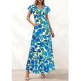 thumbnail image 4 of PRETTYGARDEN Womens Summer Floral Maxi Dresses Spring Short Sleeve Ruffle V Neck Flowy Boho Long Beach Vacation Sundress, 4 of 8