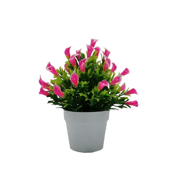 Matsuzay Bonsái de plantas artificiales, flores y plantas de imitación para interiores o exteriores, flores artificiales ecológicas Decoración rosa