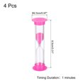thumbnail image 2 of Uxcell 4 Pack 1 Minute Sand Timer Small Sandy Clock Count Down Sand Glass In Cooking Exercise 2.5 x 8.5 cm Pink, 2 of 5