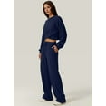 thumbnail image 3 of Osfvolr Women 2 Piece Outfits Sweatsuit Set Twist Front Cropped Sweatshirt Wide Leg Sweatpant Lounge Set Navy Blue XL, 3 of 6