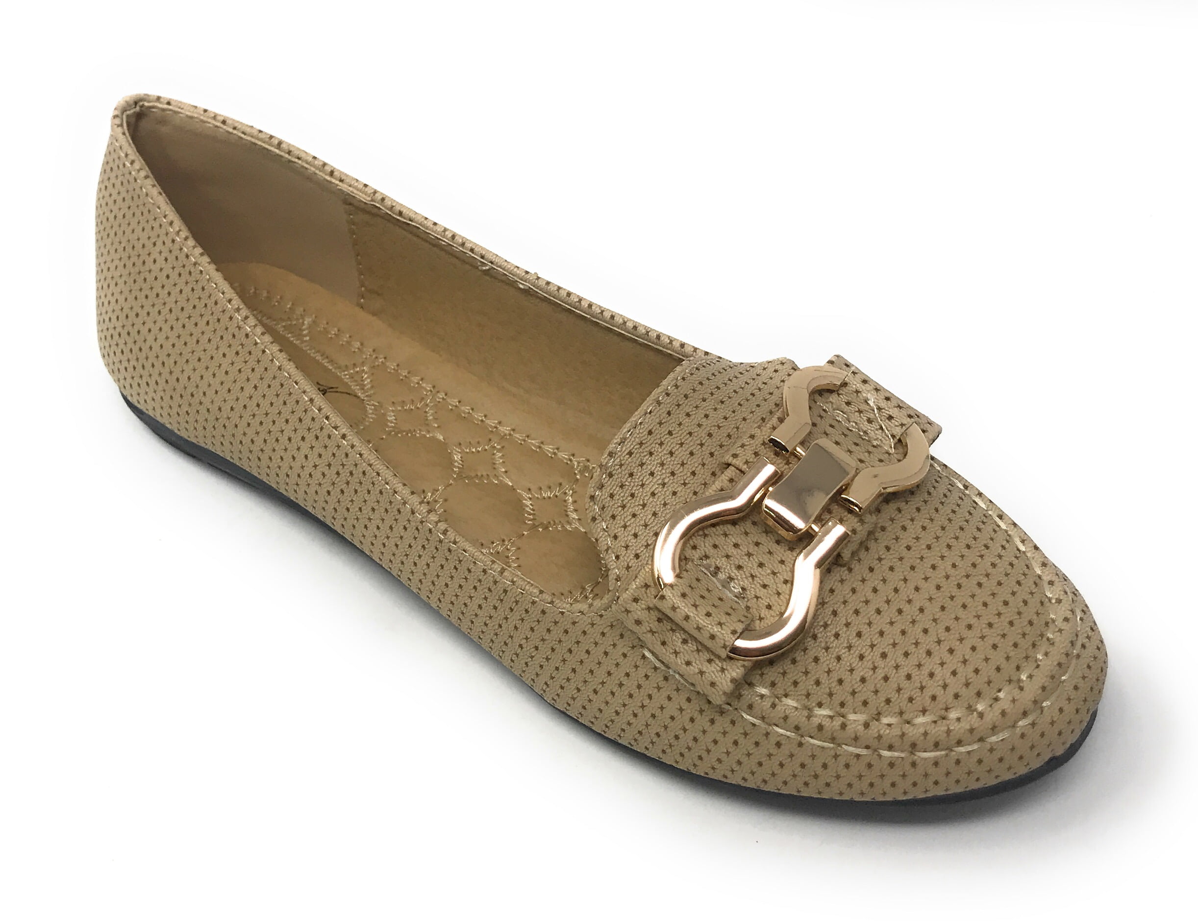 gold buckle flats