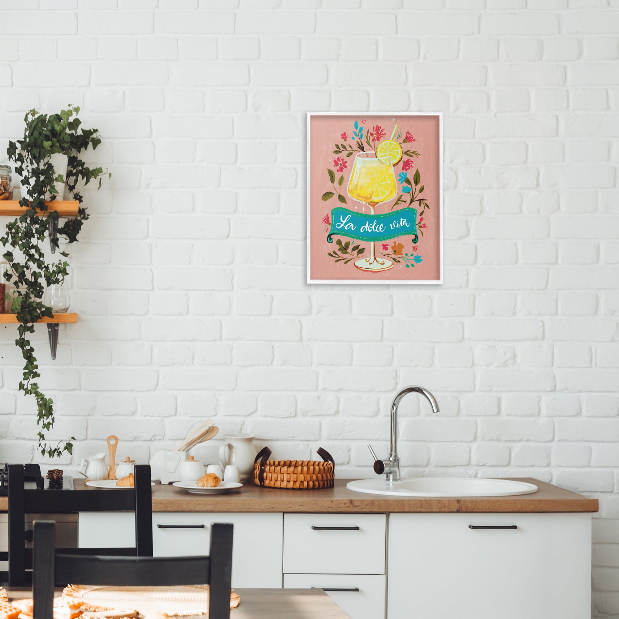 Stupell Industries Lemon Cocktail Sweet Life White Framed Giclee Art, design by Yen
