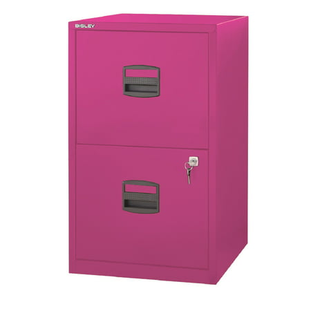Bisley Two Drawer Steel Home Or Office, Pink File Cabinet