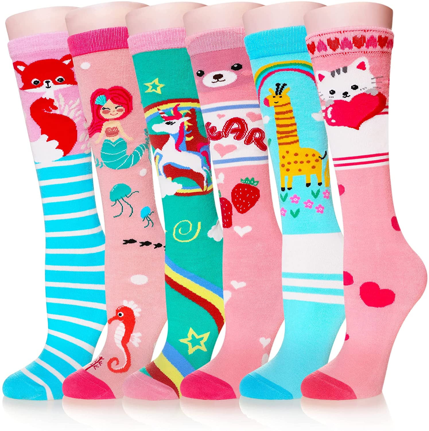 Girls Knee High Socks Funny Cartoon Long Tall Boot Cotton Kids Warm Stockings Novelty Childs Cute Animal Socks 