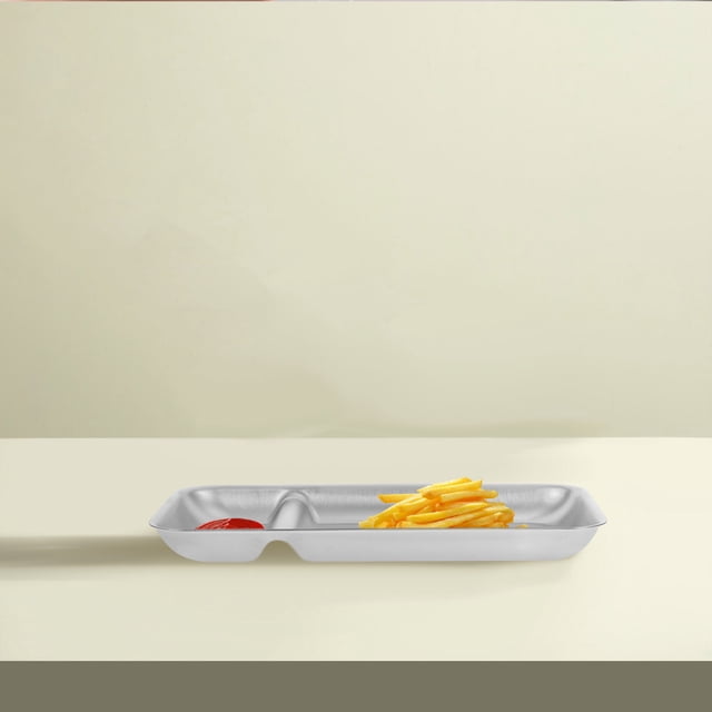 RUNROTOO 1Pcs Assiette Divisée en Acier Inoxydable 304 Argent pour Servir Nourriture Restaurant