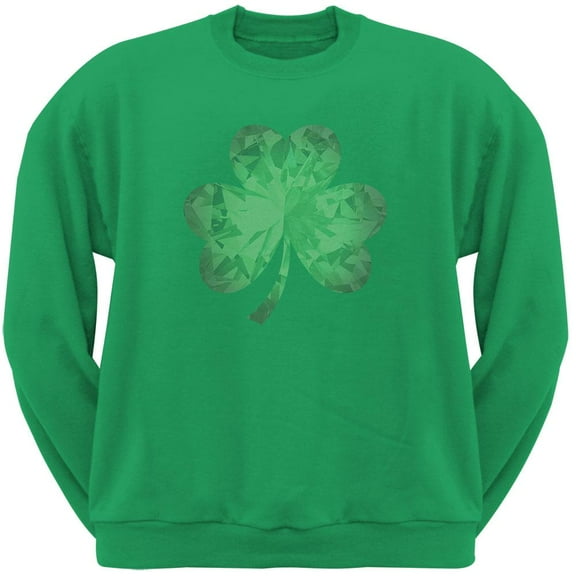 St. Patricks Day - Jeweled Shamrock Irish Green Adult Sweatshirt - Medium