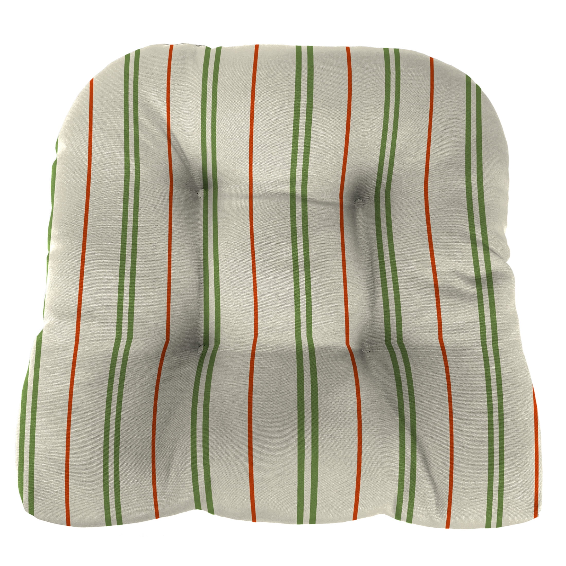 Jordan Manufacturing 19" x 19" Gallan Cedar Grey Stripe Square Tufted Contoured Outdoor Wicker Seat Cushion (2 Pack)