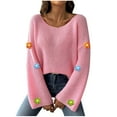thumbnail image 2 of Riecok Plus Size Sweater for Women Long Sleeves Crewneck Off-shoulder Oversized Fall and Winter All-match Casual Fashion Sweaters Pink L, 2 of 4