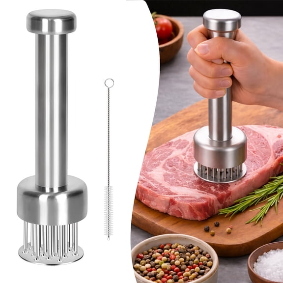 Meat Tenderizer Tool, 21-Needle Blade Tenderizer for Meat, 304 Stainless Steel Meat Tenderizer with Retractable Safety Guard, Dishwasher Safe for Beef, Steak, Chicken & Turkey