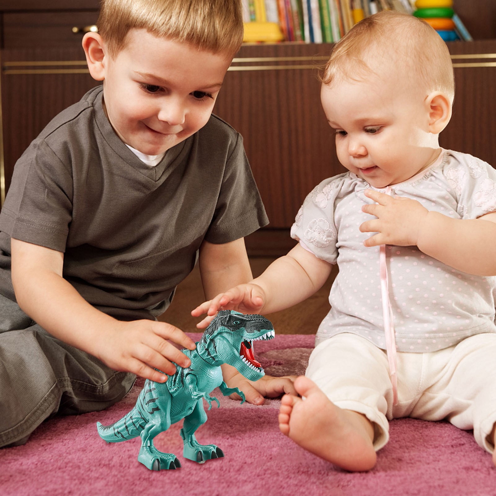 SPOORYYO Walking Dinosaur Robot with Realistic Movements Roaring Sound and LED Effects Lays Eggs