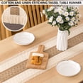 thumbnail image 2 of Fznkrag Macrame Table Runner ,Natural Burlap Table Runner Farmhouse Style Splicing Cotton and Linen Boho Table Runner with Tassels, for Fall Christmas Home Decor Wedding Table Decor, 2 of 9