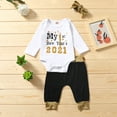 thumbnail image 3 of Penkiiy Infant Newborn Baby Girls Boys Happy New Years Bodysuit Romper Pants Set Clothes Newborn Baby 0-6 Months White on Clearance, 3 of 9