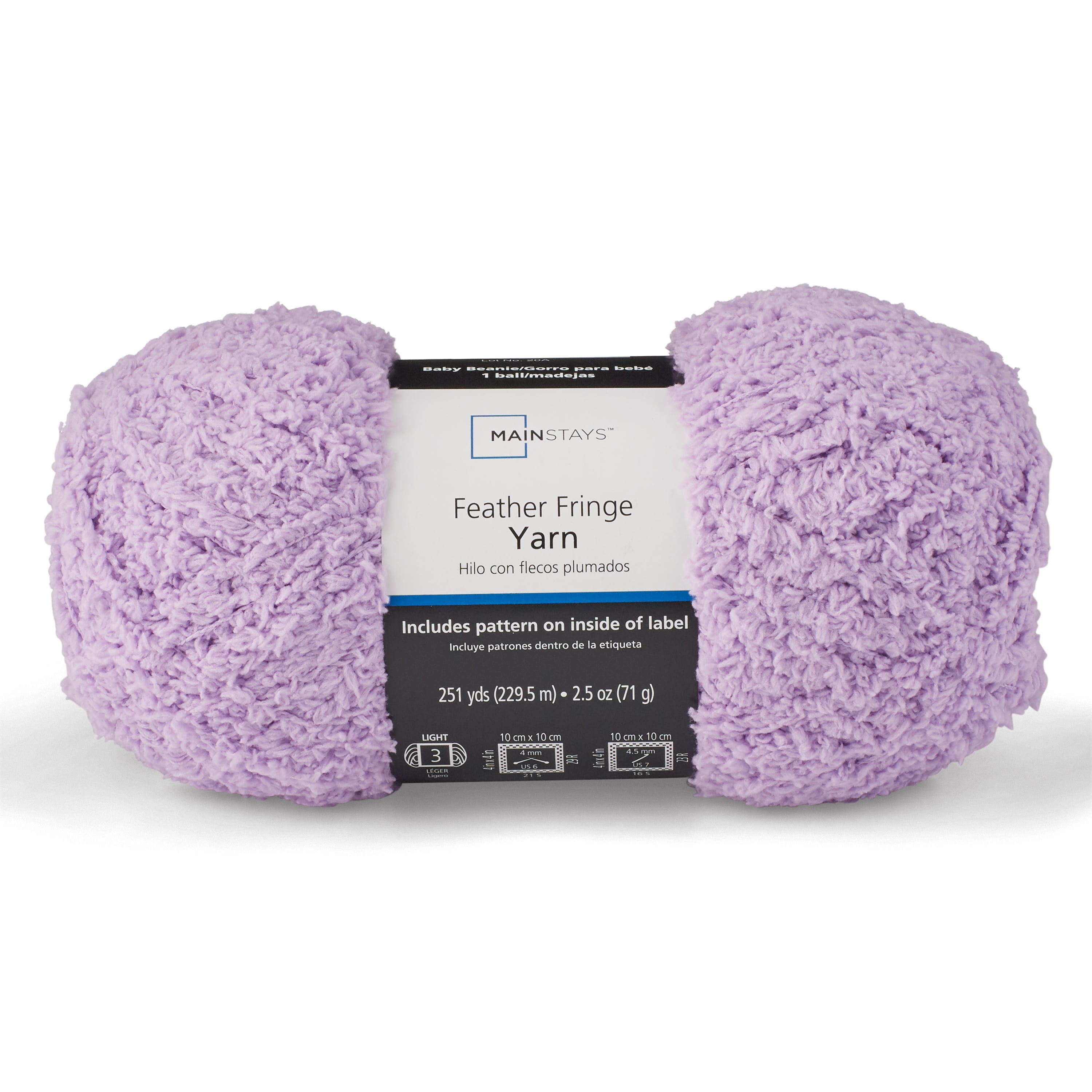 Mainstays Feather Fringe Yarn, Sweet Violet, 251 Yards, 100% Polyester, Light Weight, Pack of 3