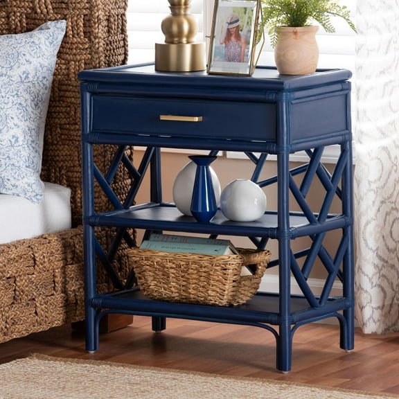 bali & pari Daina Coastal Nightstand, 1-Drawer, 22"W, Blue
