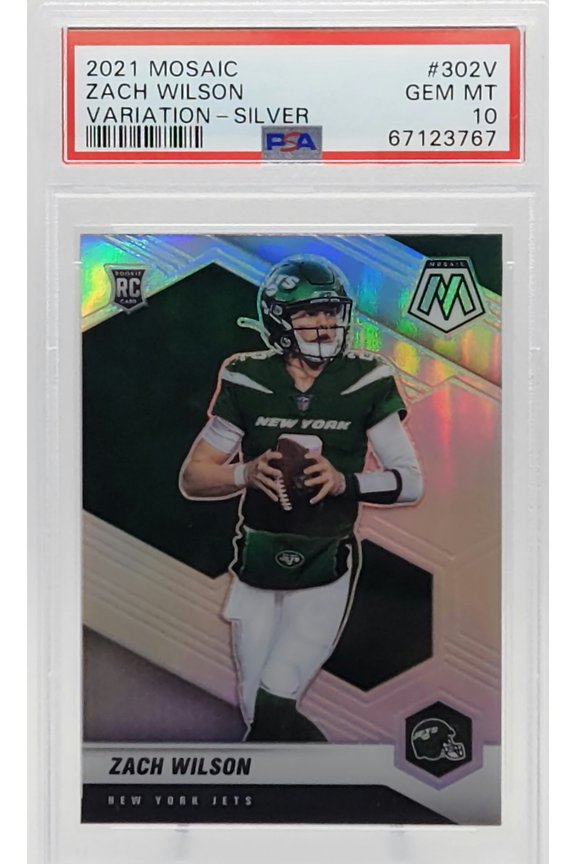 Zach Wilson Jets 2021 Mosaic Silver Variation Rookie Card #302V PSA 10 Gem Mint