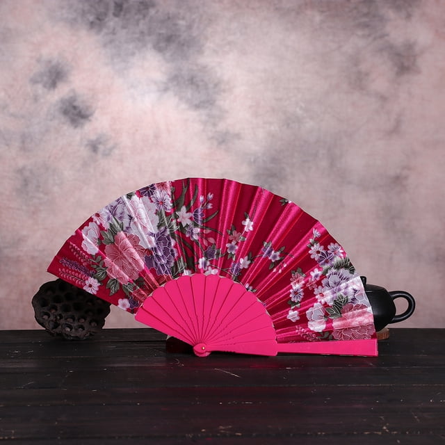 Dance Wedding Party Lace Silk Folding Hand Held Flower Fan Desk Fans Small Quiet Oscillating