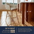 thumbnail image 3 of Peispie 26" Counter Height Bar Stools Set of 2, Modern Velvet Barstools with Mid Back and Gold Metal Legs, Padded Kitchen Island Chairs with Hand-Wave Design for Home Bar, White, 3 of 6