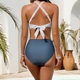 thumbnail image 4 of Women's High Waisted Bikini Sets Matel Tummy Control Swimsuits V Neck Twist Front Cross-Back Bathing Suit White 2XL, 4 of 6