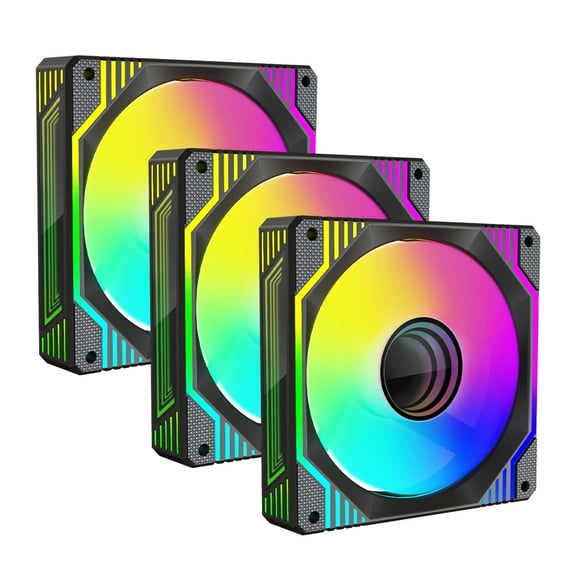 PANO-MOUNTS 120mm Black Infinity Mirror ARGB Fans 5V 3Pin Addressable RGB Fans PWM PC Computer CPU Case Cooling Fans 600-1800RPM 3-Pack