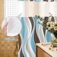 thumbnail image 4 of No Hook Shower Curtain, Brown Blue Striped Shower Curtains for Bathroom with See Through Top Window, Modern Gradient Abstract Line Art Waterproof & Washable Bath Curtain Extra Long 72"x84", 4 of 9