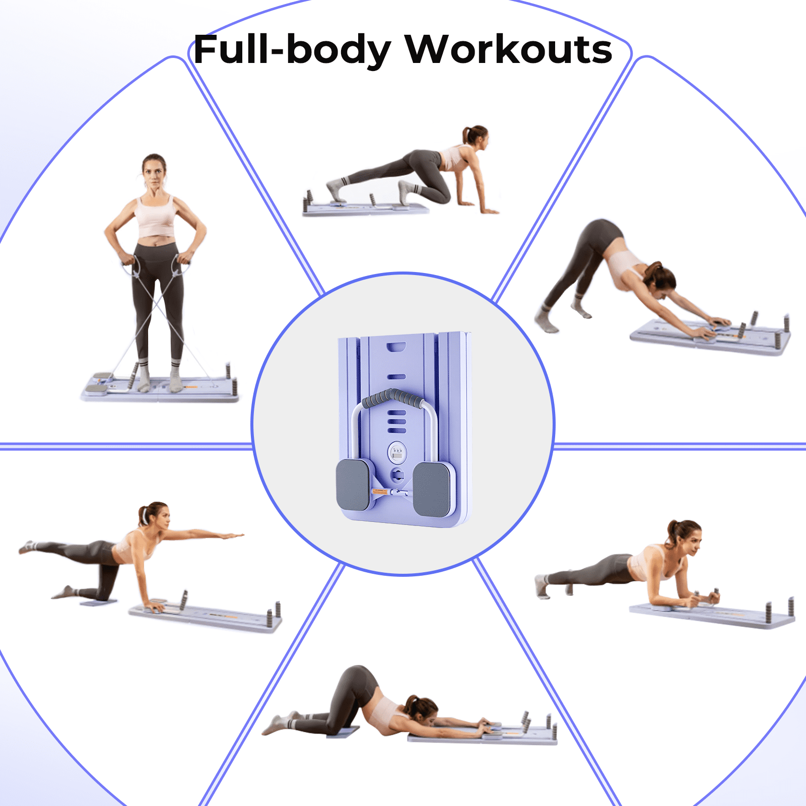 Syedee Pilates Board, Foldable Pilates Reformer with Timer, 7-in-1 Multi-Purpose Portable Pilates Reformer Machine, Home Pilates Reformer Set for Home Workout, Fitness, Exercise, Abs