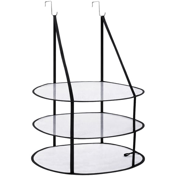 2-Layer Over the Door Drying Rack, Space Saving Hanging Dryer for Socks, Lingerie, Flat Dry Sweaters, Foldable Clothes Air Dry Rack, Black Mesh Laundry Drying Rack Organizer