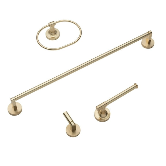 GlideRite Hardware GlideRite 4-Piece Bathroom Hardware Set - 9024-KIT-RD Pack of 1 - Champagne Gold/Gold Finish