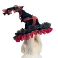 thumbnail image 5 of Slccxzc Foldable Witch Hat Dark Bat Wizard Wide Brim Pointed Gothic Lolita Headwear for Halloween Party, 5 of 7