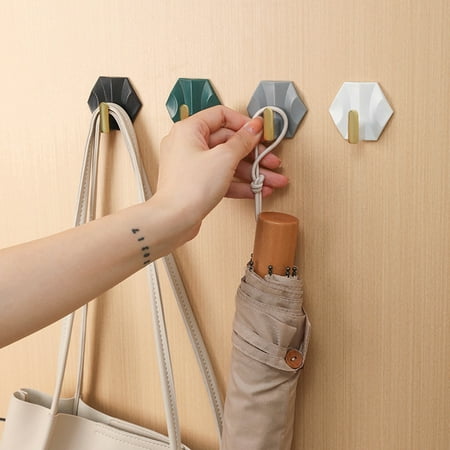 

WYFCFF Rust resistant Wall Hooks Modern Wall Hook Set No Drill Adhesive Heavy Duty Keys Towel Clothes Hanger (4Pcs)