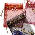 thumbnail image 5 of 50 piezas/lote de bolsas de organza con cordón para embalaje de joyas diarias con estampado de estrellas y lunas en varios tamaños, 5 of 5