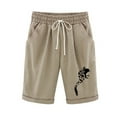 thumbnail image 4 of IROINNID Discount Bermuda Shorts for Women Summer Printed Five Points Large Size Cotton Linen Pants Pants Shorts,Khaki, 4 of 6