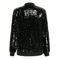 thumbnail image 4 of Moda mujer lentejuelas abrigo chaqueta de bombardero de manga larga con cremallera Streetwear inform Tomshoo XXXL, 4 of 7