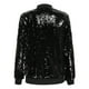 thumbnail image 4 of Moda mujer lentejuelas abrigo chaqueta de bombardero de manga larga con cremallera Streetwear inform Tomshoo XXXL, 4 of 7
