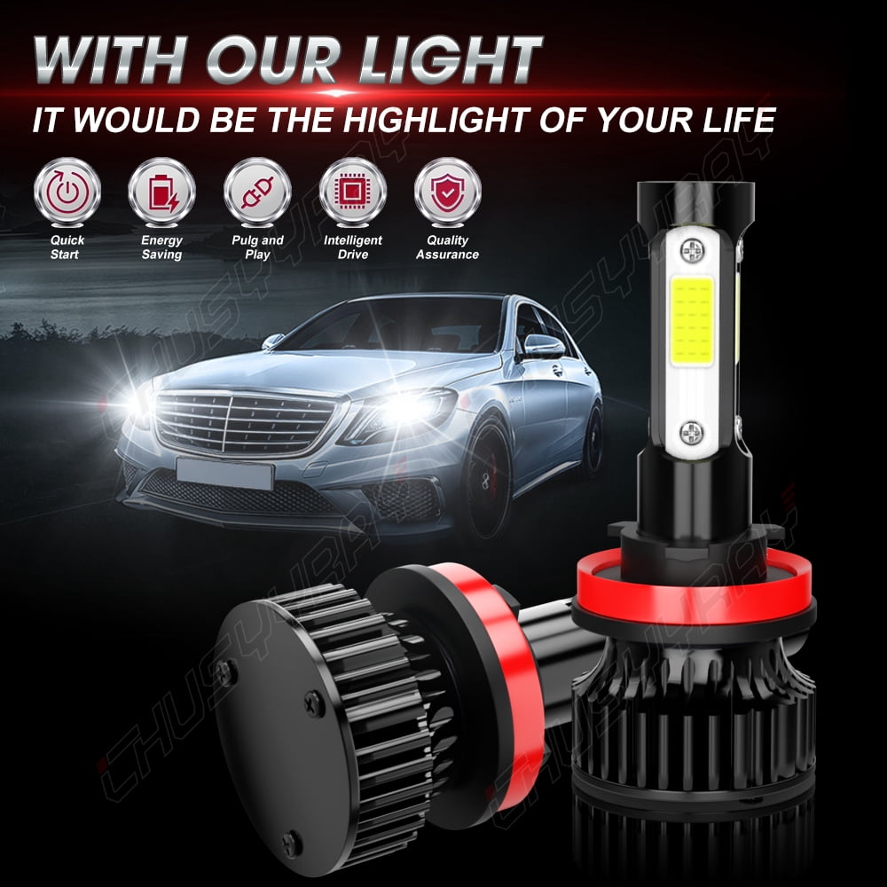 Fit Hyundai Santa Fe 2013-2016 LED Headlights High Low Beam Fog Lamp Bulbs Kit 6000K Canbus Ready