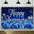 thumbnail image 4 of Happy Anniversary Backdrop Wedding Together Anniversary Party Decoration Blue Rose Floral Silver Glitter Heart Background Wedding Couple Love Party Supplies, 4 of 5