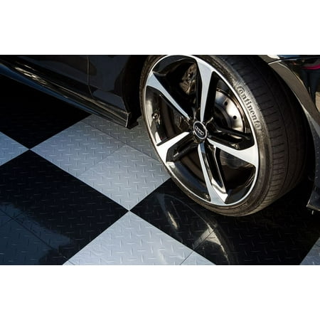 IncStores Nitro Garage Floor Tiles Diamond Plate Interlocking Flooring (24 pk)