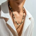 thumbnail image 5 of Bohemian Turquoise Wood Bead Necklace for Men Surf Beach Summer Jewelry Collarbone Chain Handmade, 5 of 8