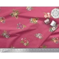 thumbnail image 3 of Soimoi Pink Japan Crepe Satin Fabric Dot & Peony Floral Print Sewing Fabric Yard 42 Inch Wide, 3 of 3