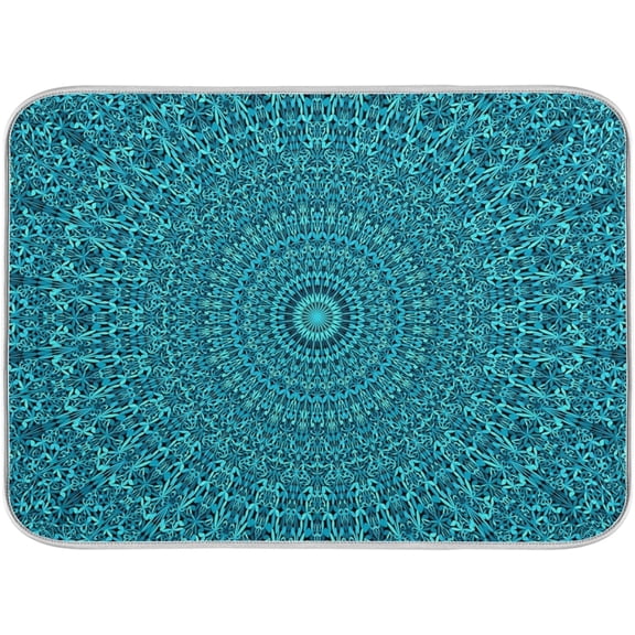 Mandala Turquoise Teal Blue Green Bathroom Rugs Soft Bath Rugs Non Slip, Washable Cover Floor Rug Absorbent Carpets Floor Mat Home Decor for Kitchen Bedroom(16x24)