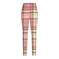 thumbnail image 4 of Jalioing Casual Leggings for Women Skinny Stretchy Soft Leg Colorful Plaid Print Cute Comfy Underwear Bottoms (XX-Large, Pink), 4 of 4