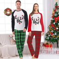 thumbnail image 3 of Conjuntos de pijamas de pareja navideña a juego, pijamas verdes Mr. & Mrs Antler Loungwear, 3 of 4