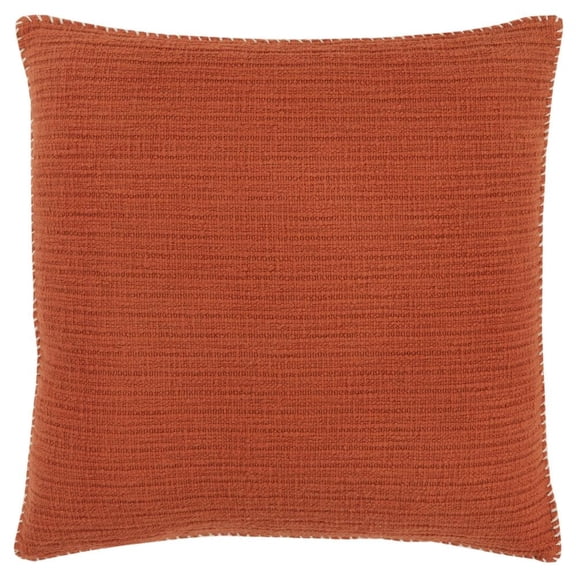 Rizzy Home Cotton Patterned Solid Orange 22"X22" Pillow Cover 2 Pack