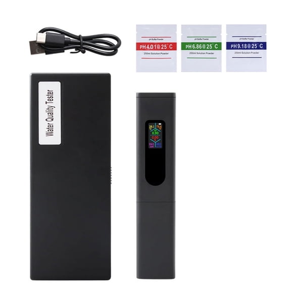 5 in 1 Salinity Meter PH Water Quality Tester Digital EC TDS TEMP Monitor Rechargeable Test for Aquarium Hydroponic Pool,1 x Salinity Meter,Black