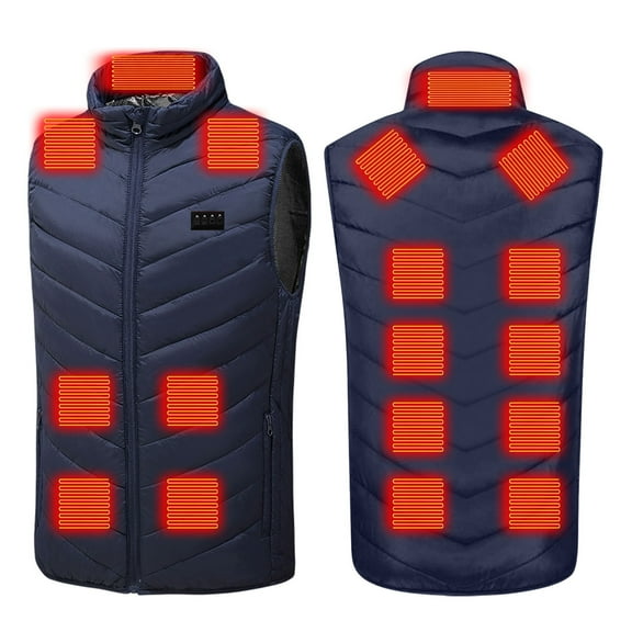 Gamivast Quilted Heated Vest for Men and Women Plus Size 4 Control Zip Up Stand Collar Jackets with 17 Heating Zones and 3-levels Washable Coats with Zipper Pockets no Power Bank